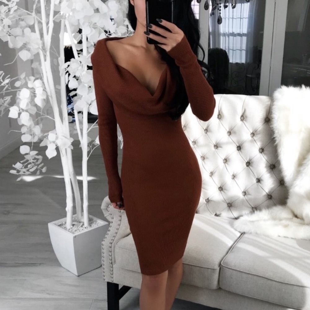 Bronze cowl dress